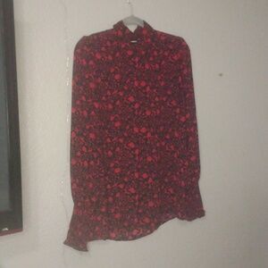 Black and red button up shirt
